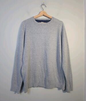 Johnnie O Mens L Cotton Silk Cashmere Blend Crewneck Pullover Sweater Gray